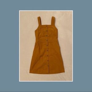 j. crew factory mustard yellow corduroy button-front overall dress | size 00